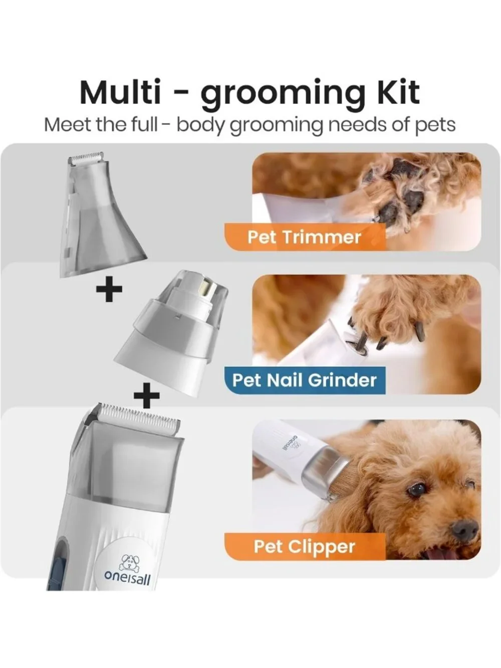 7-in-1 Dog Grooming Vacuum Kit - Low Noise, Pet Hair Removal Tools & Accessories